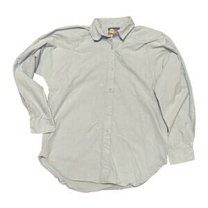 Vintage Cricket By The Creek Blue Button Down Unisex L Shoulder Pads 100% Cotton